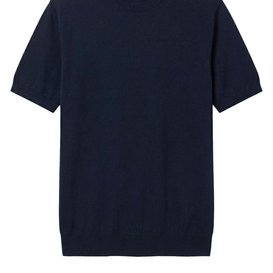 Short-sleeve crew neck sweater in crepe cotton - MONTEZEMOLO