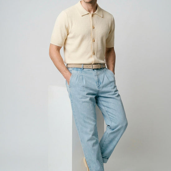 Double-pleated denim trousers - MONTEZEMOLO
