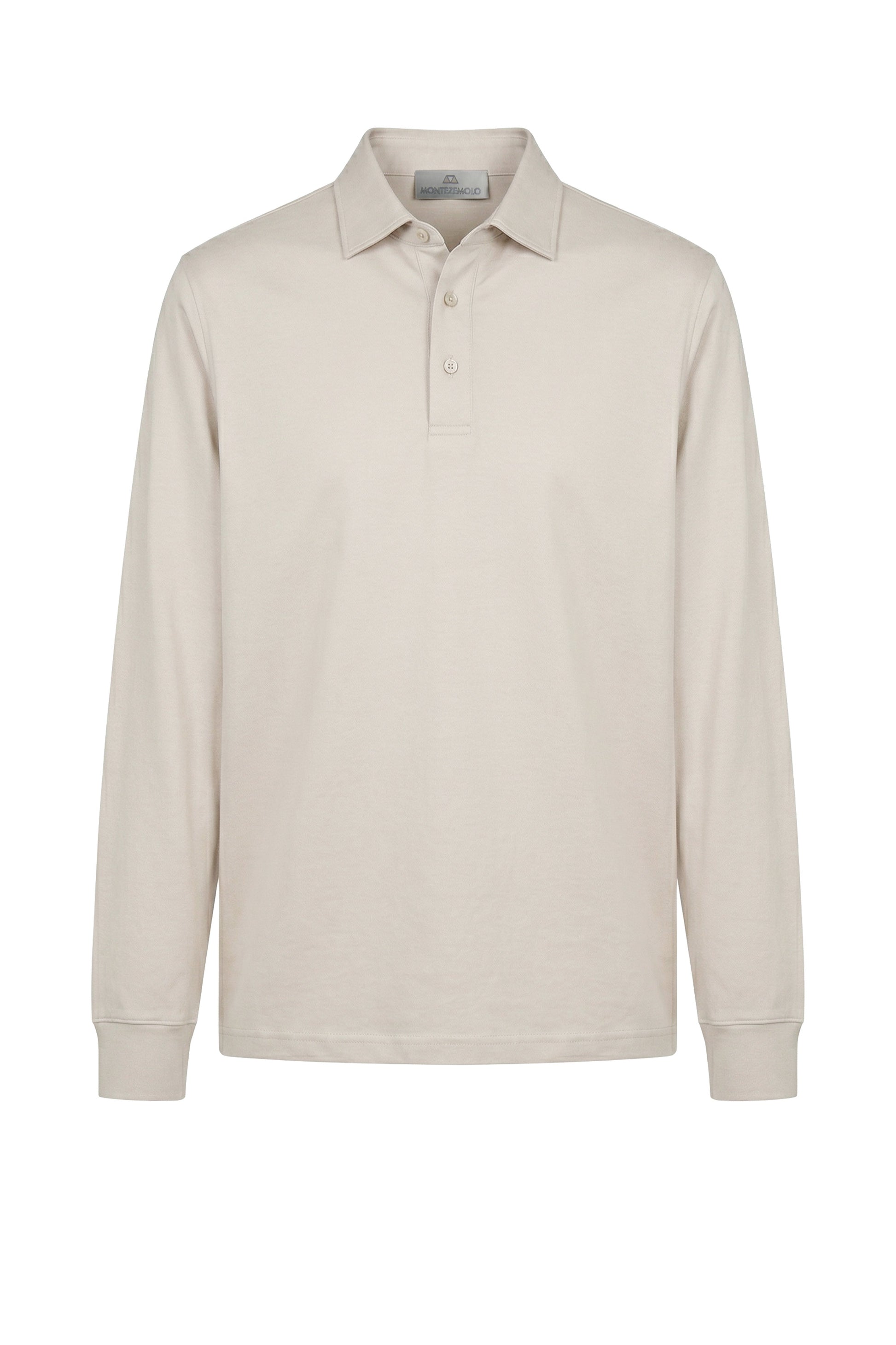 Long sleeve cotton and modal polo - MONTEZEMOLO