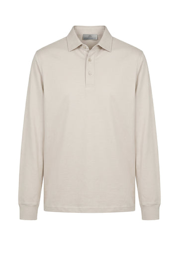 Long sleeve cotton and modal polo - MONTEZEMOLO
