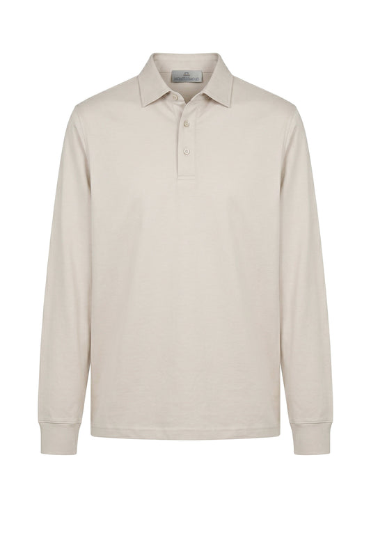 Long sleeve cotton and modal polo - MONTEZEMOLO