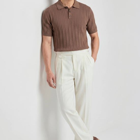 Textured knit crepé cotton polo - MONTEZEMOLO