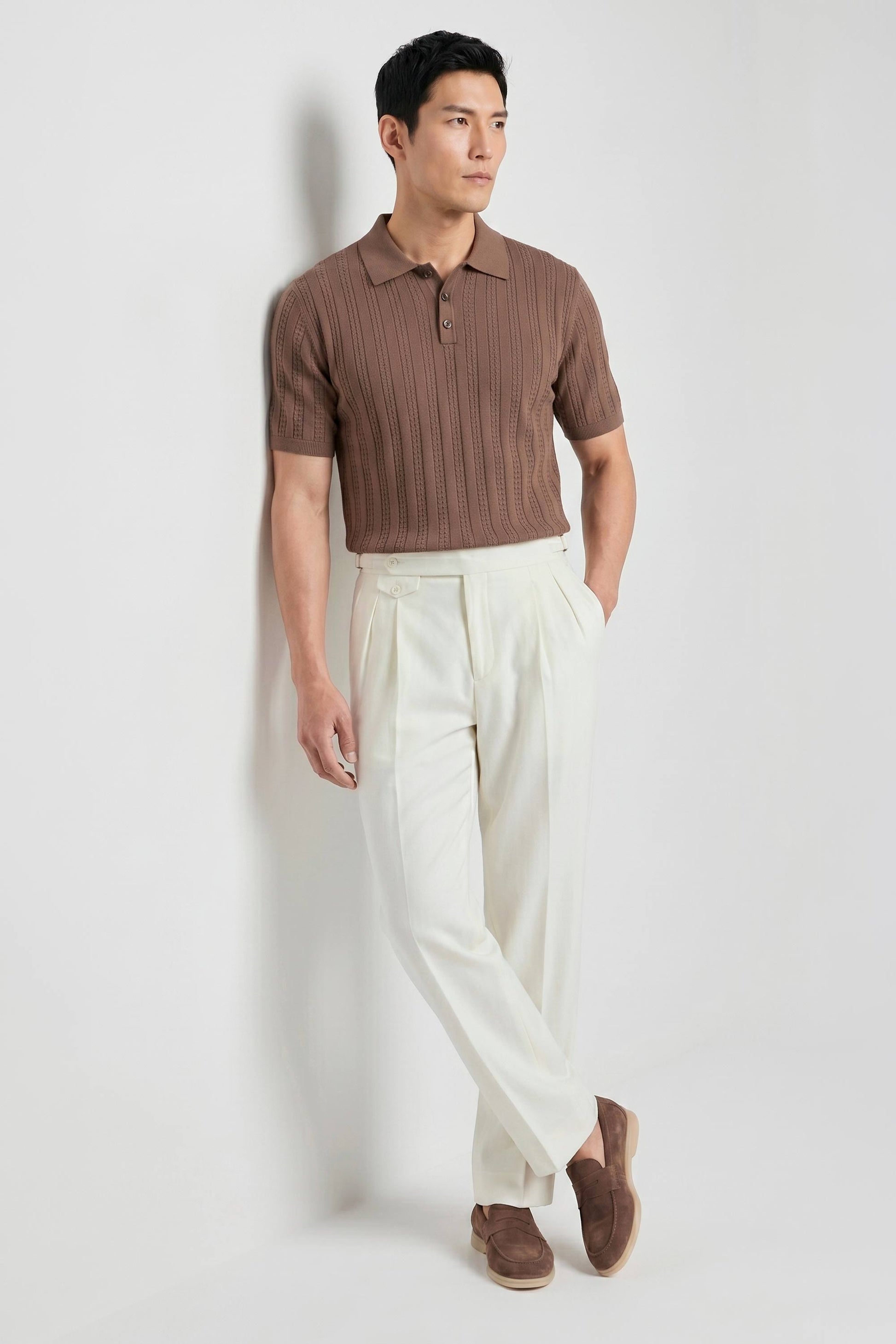 Textured knit crepé cotton polo - MONTEZEMOLO