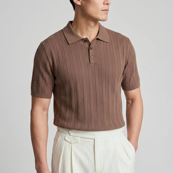 Textured knit crepé cotton polo - MONTEZEMOLO