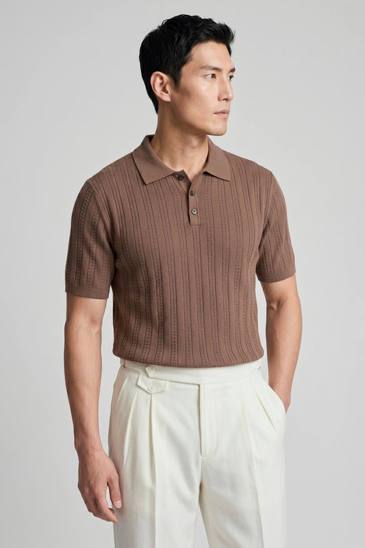 Textured knit crepé cotton polo - MONTEZEMOLO