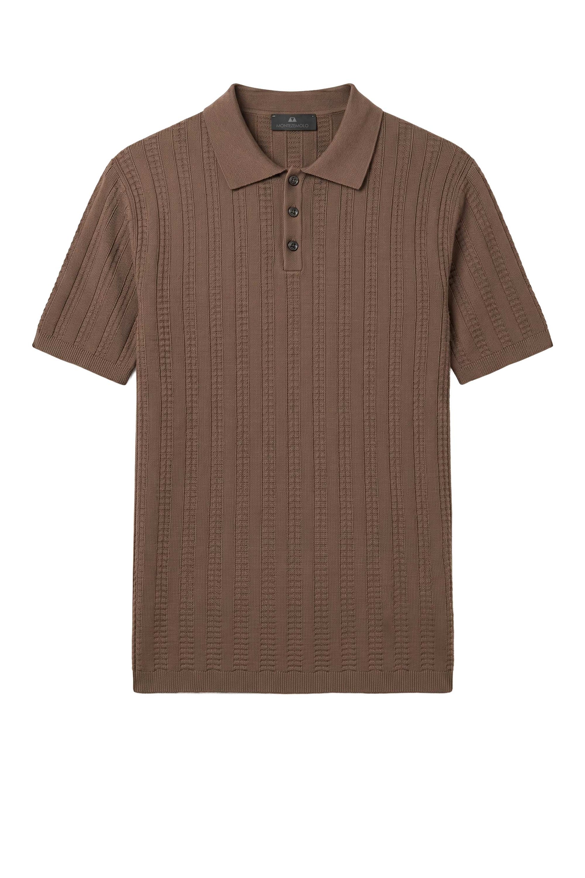 Textured knit crepé cotton polo - MONTEZEMOLO