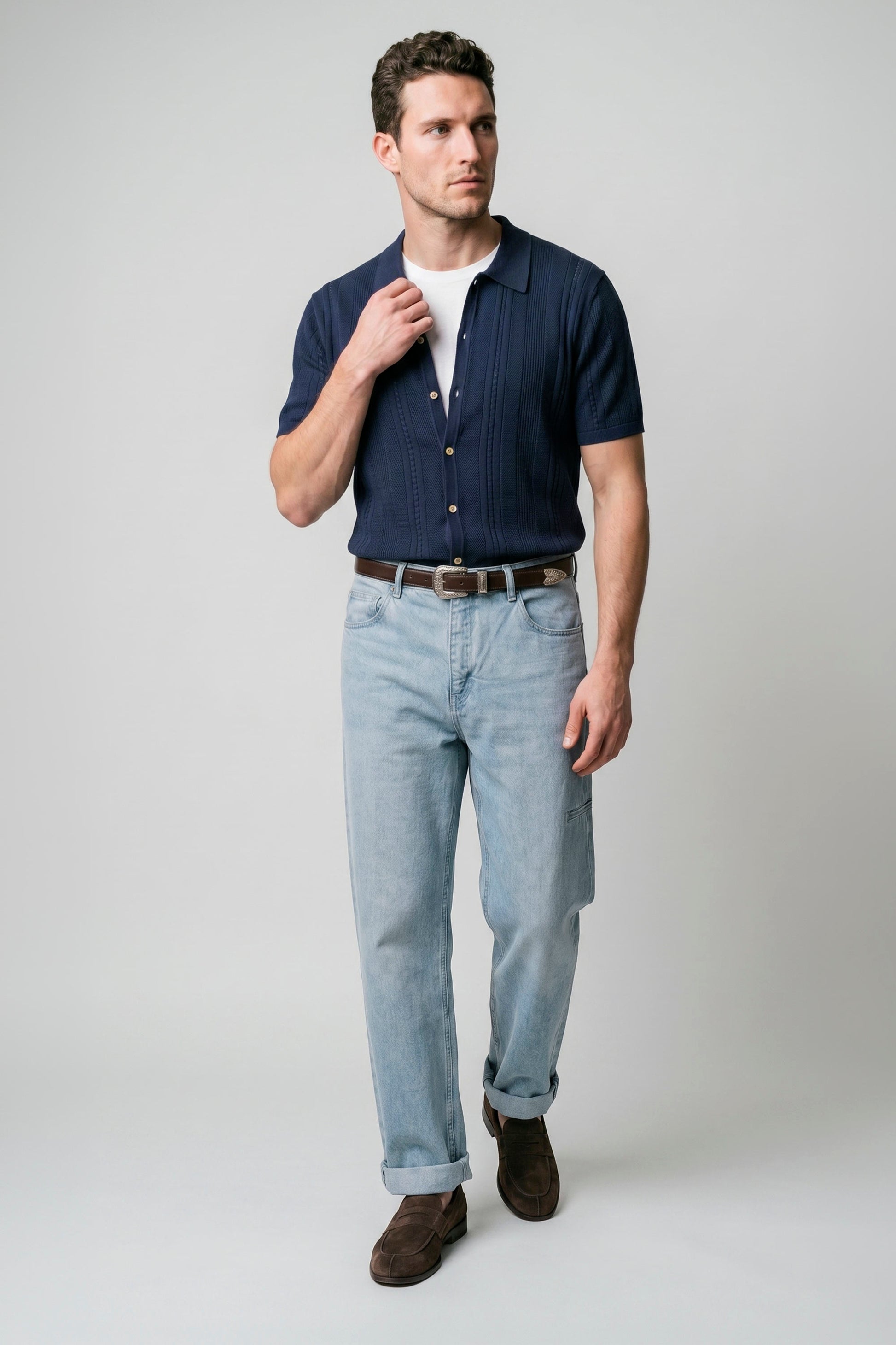 Textured-Knit t-shirt in crepe cotton - MONTEZEMOLO