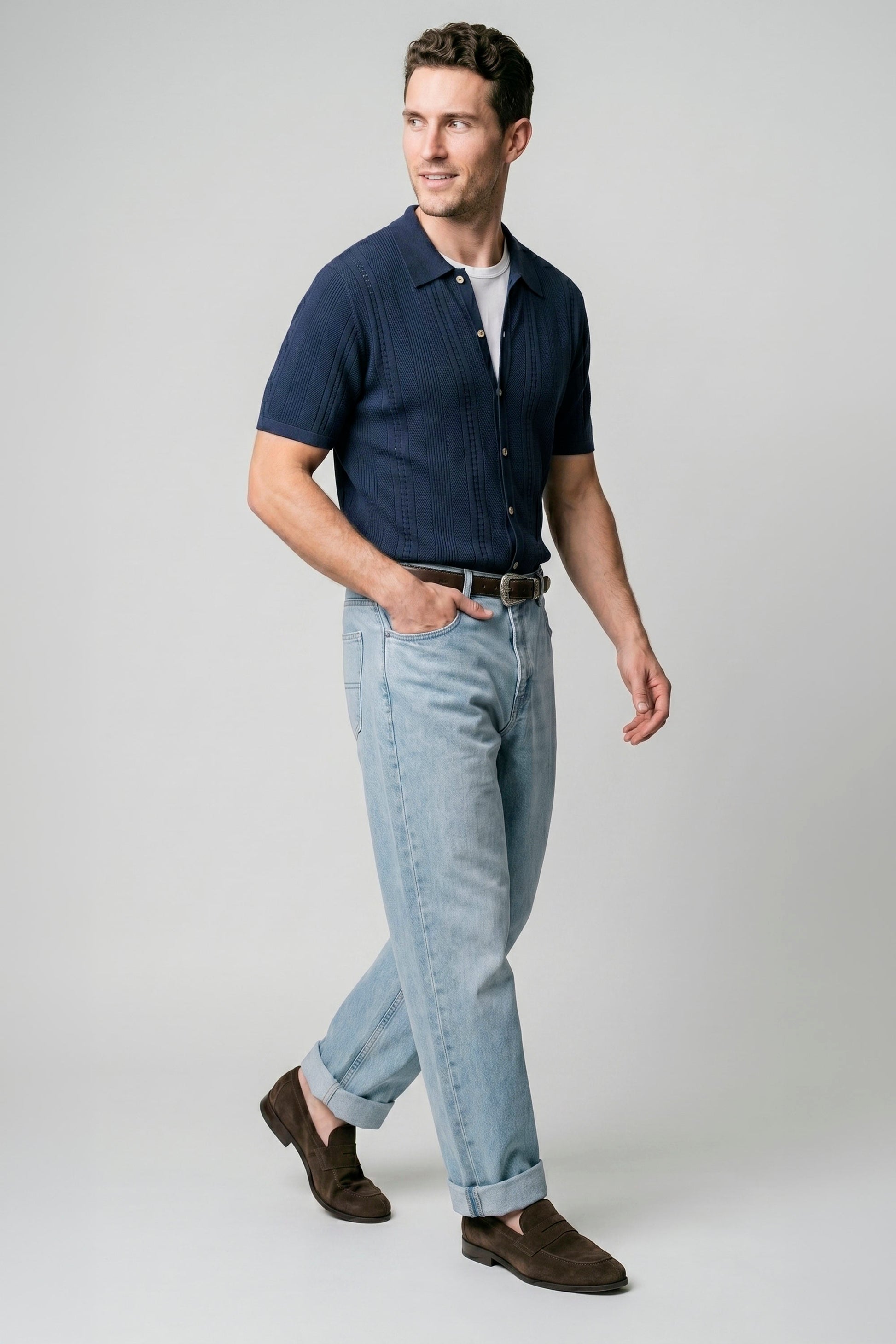 Textured-Knit t-shirt in crepe cotton - MONTEZEMOLO
