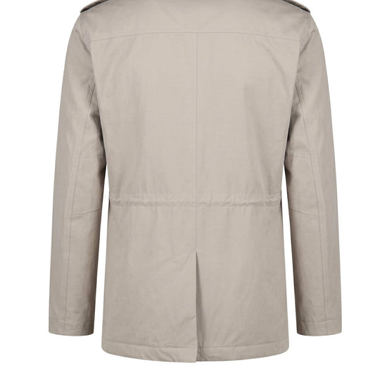 Lined Four-Pocket Field Jacket with Leather Collar - MONTEZEMOLO