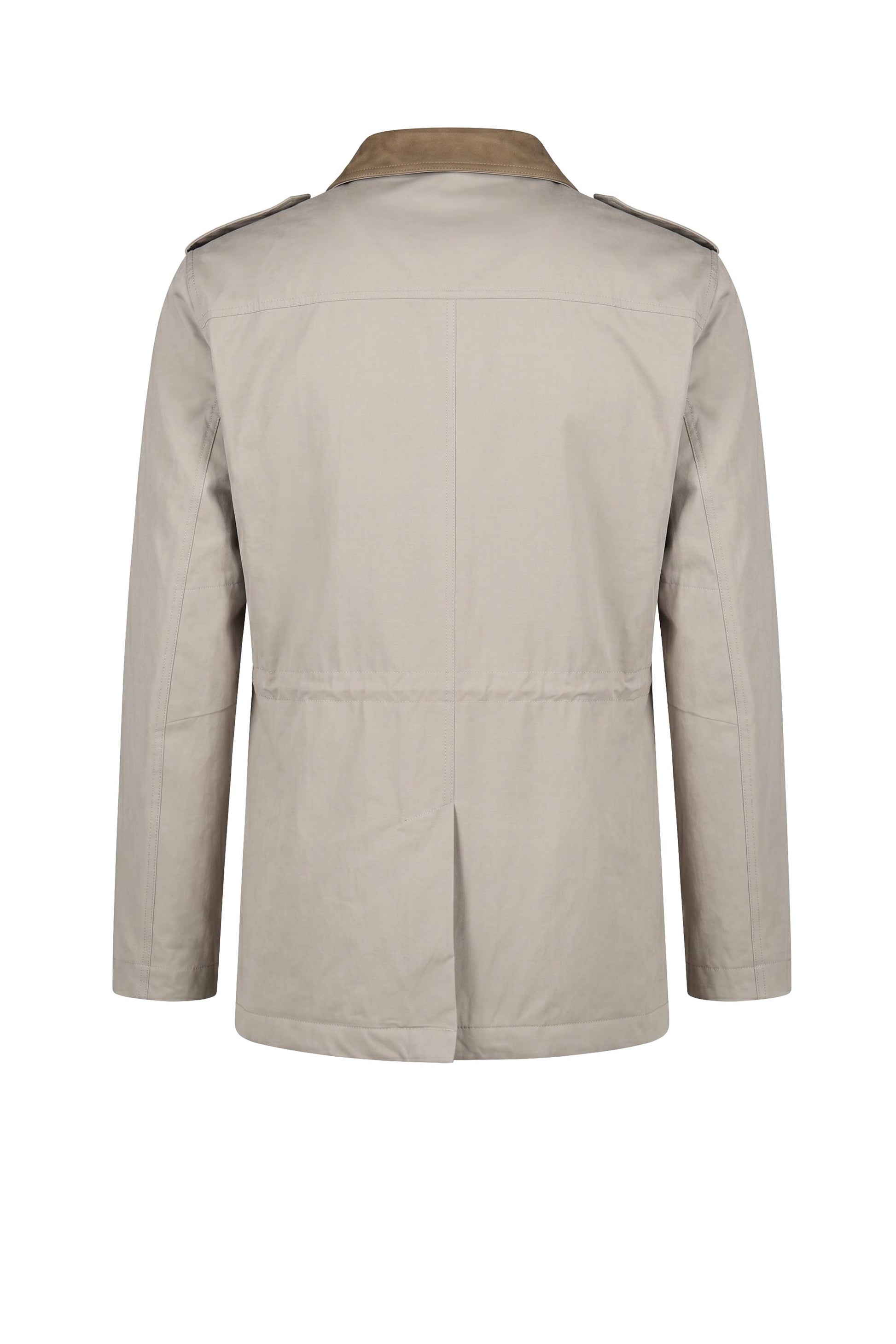 Lined Four-Pocket Field Jacket with Leather Collar - MONTEZEMOLO