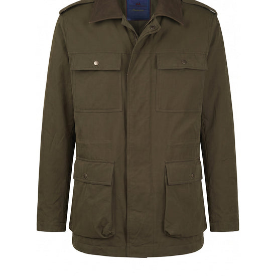 Lined Four-Pocket Field Jacket with Leather Collar - MONTEZEMOLO