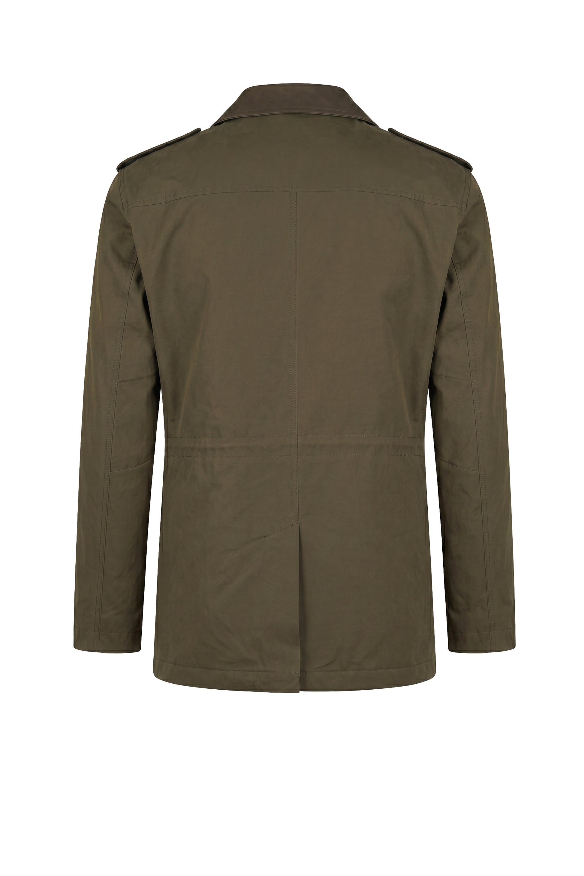 Lined Four-Pocket Field Jacket with Leather Collar - MONTEZEMOLO