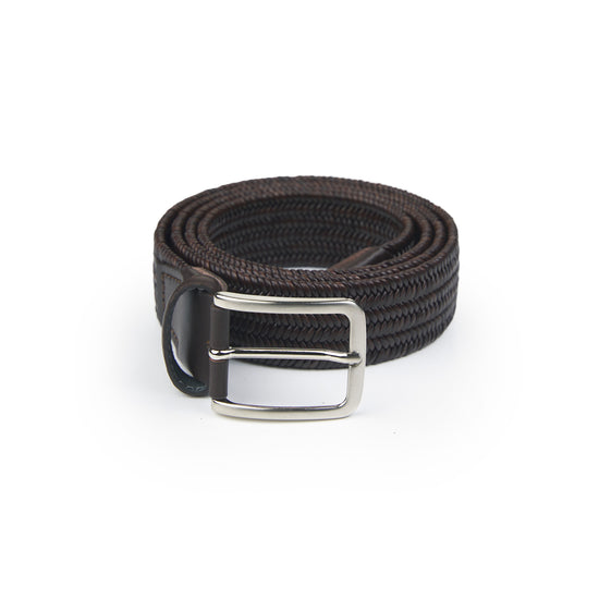 Braided elastic leather belt - MONTEZEMOLO