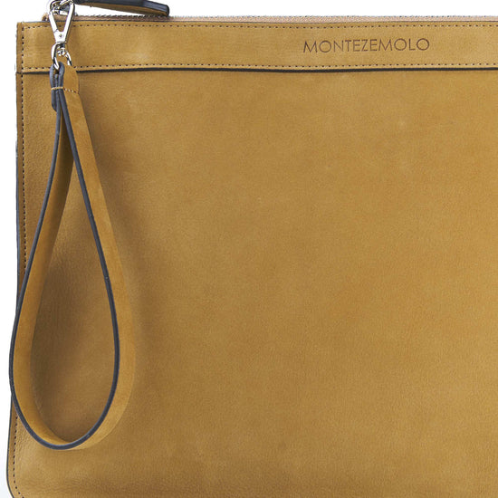 Nubuck leather zip pouch - MONTEZEMOLO