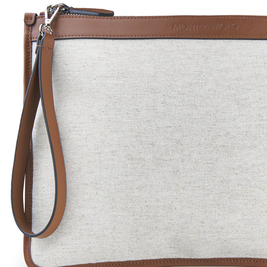 Fabric and leather zip pouch - MONTEZEMOLO