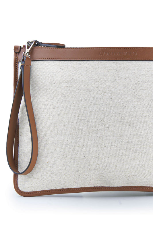 Fabric and leather zip pouch - MONTEZEMOLO