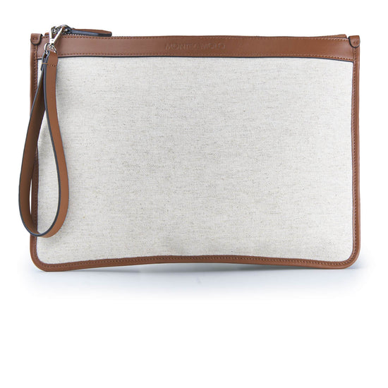 Fabric and leather zip pouch - MONTEZEMOLO