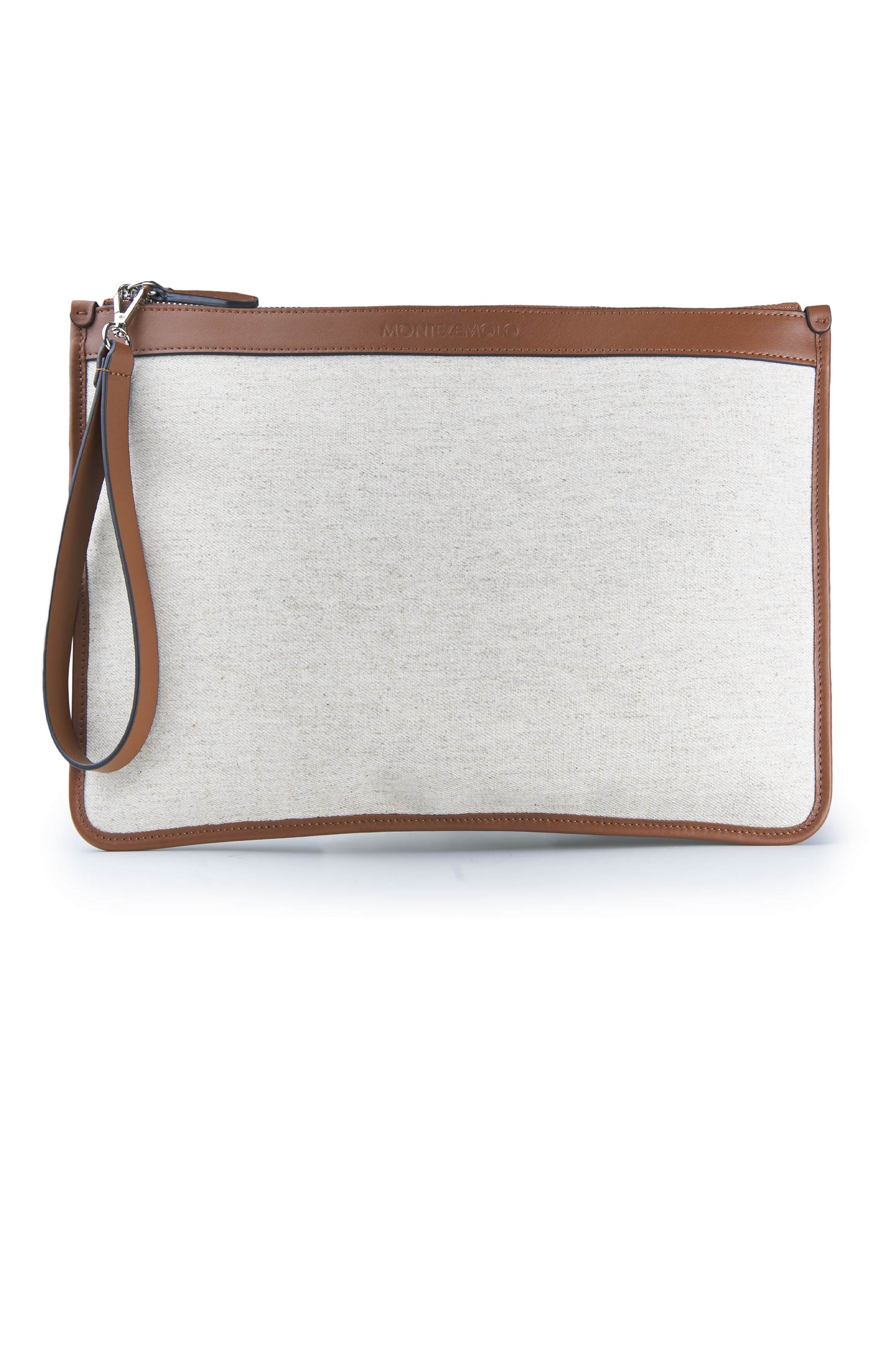 Fabric and leather zip pouch - MONTEZEMOLO