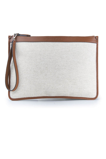 Fabric and leather zip pouch - MONTEZEMOLO