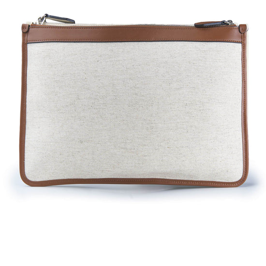 Fabric and leather zip pouch - MONTEZEMOLO