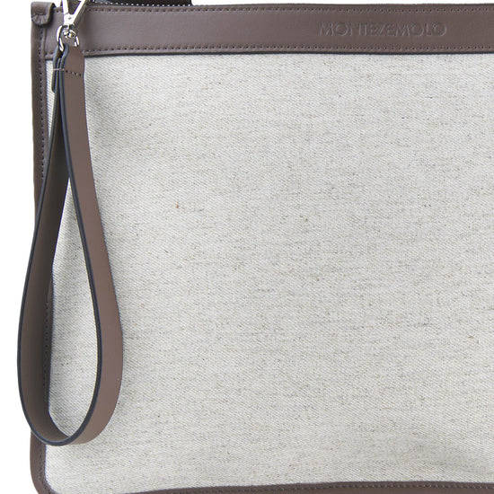 Fabric and leather zip pouch - MONTEZEMOLO