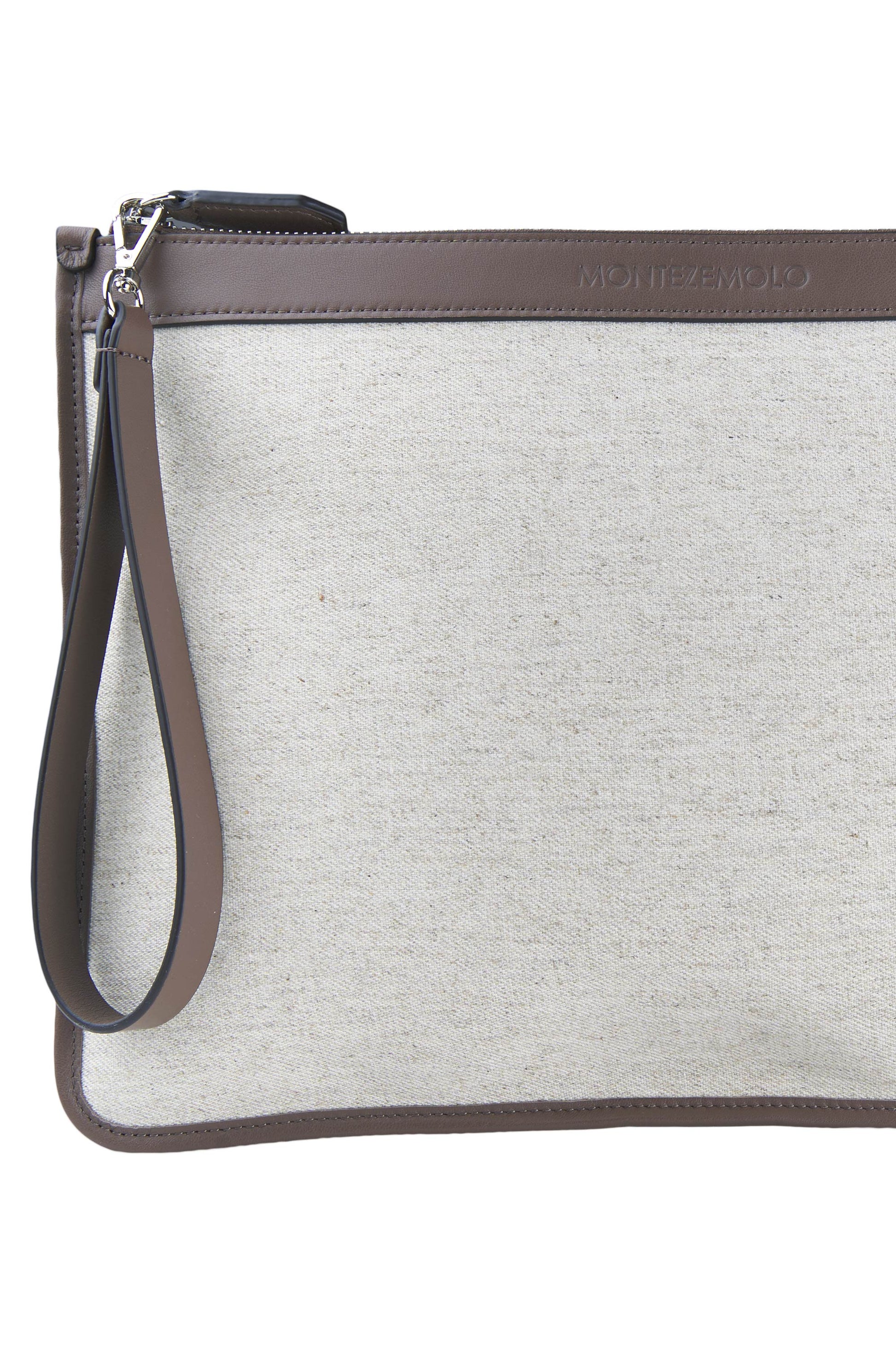 Fabric and leather zip pouch - MONTEZEMOLO
