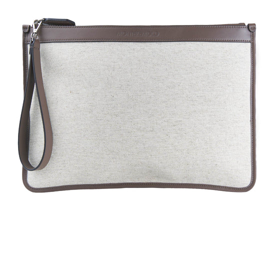Fabric and leather zip pouch - MONTEZEMOLO