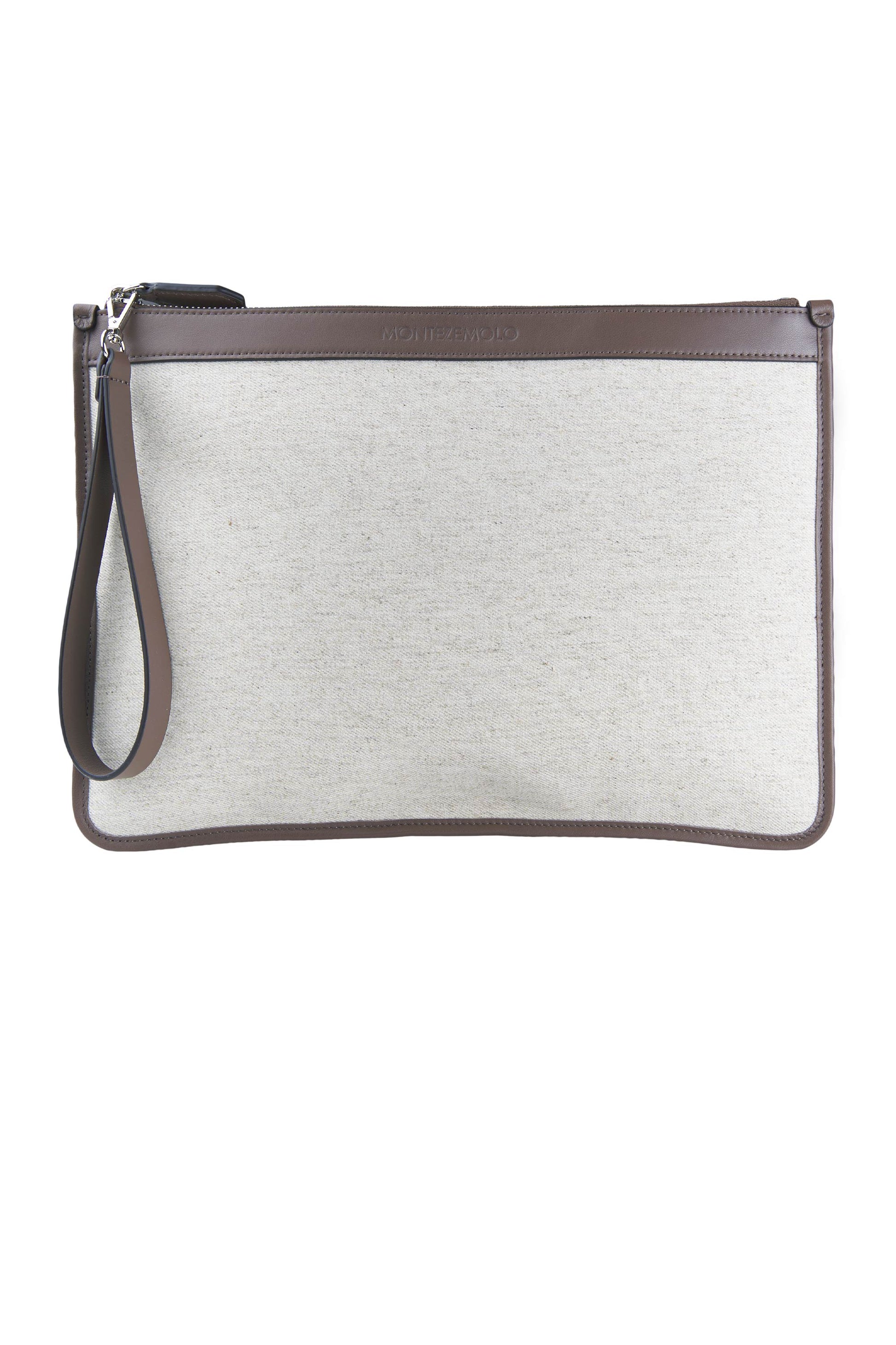 Fabric and leather zip pouch - MONTEZEMOLO