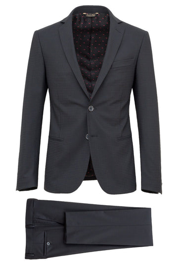 Faux-Uni Black Stretch Wool Suit - MONTEZEMOLO