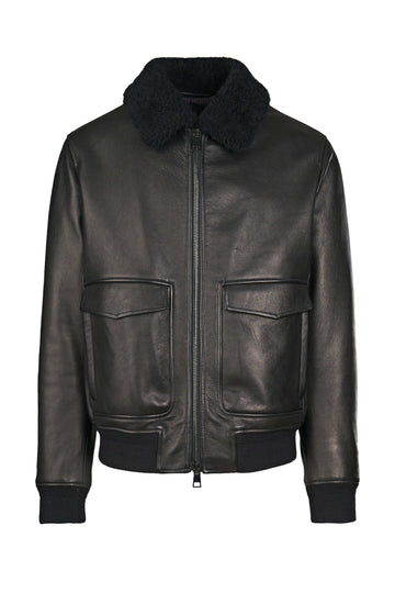 Nappa-effect Shearling Bomber Jacket - MONTEZEMOLO